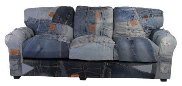 интериорна декорация от старите джинсови облекла