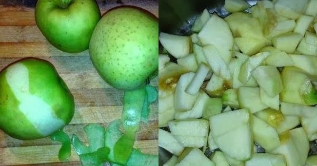 1кг ябълки малко захар и вода